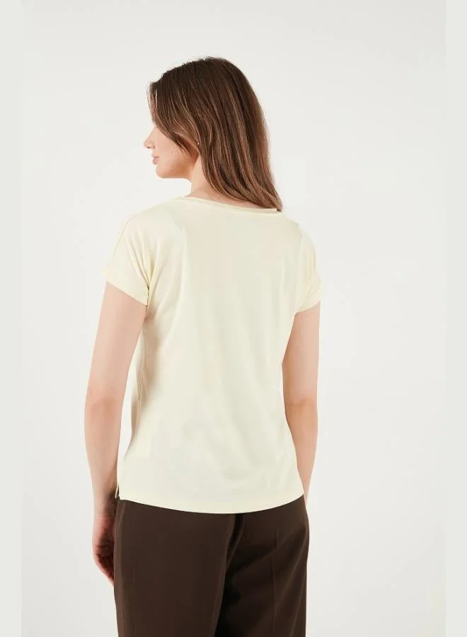 Lela  Lela V-Neck Relaxed Fit Blouse with Slit, Women's Blouse 5862000 for Women | Best Price UAE