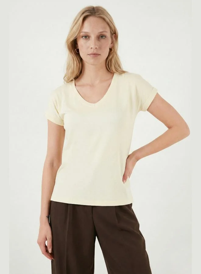 Lela  Lela V-Neck Relaxed Fit Blouse with Slit, Women's Blouse 5862000 for Women | Best Price UAE