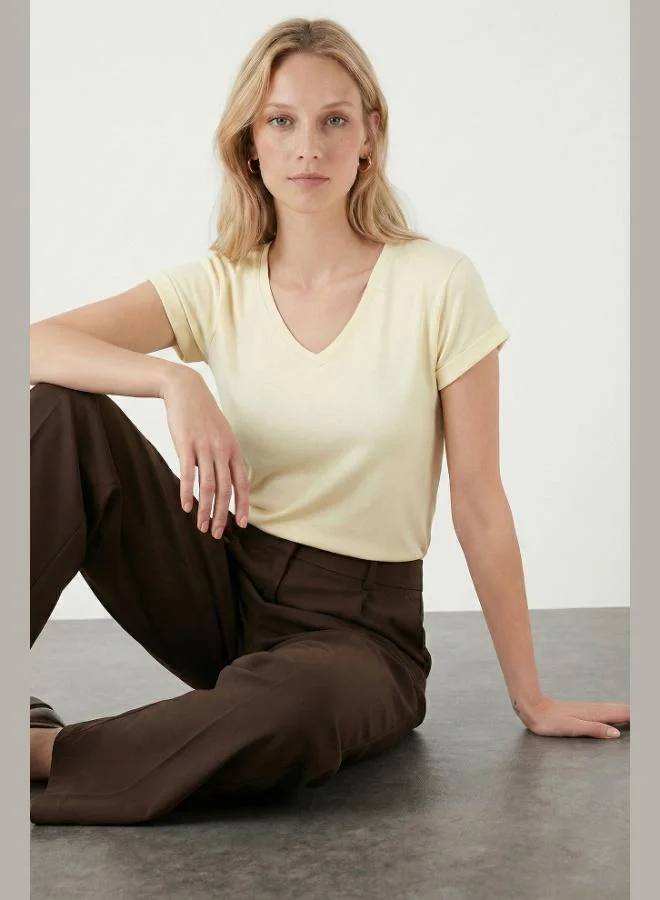 Lela  Lela V-Neck Relaxed Fit Blouse with Slit, Women's Blouse 5862000 for Women | Best Price UAE