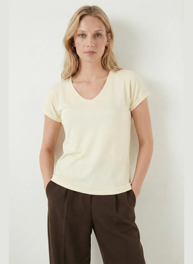 Lela Lela V-Neck Relaxed Fit Blouse with Slit, Women's Blouse 5862000