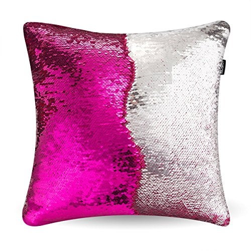 MOCOFO 2 Pack Glitter Sequins Pillow 16X16 Decorative Pillow Cover Sequin Pillowcase Magic for Party Sofa Couch CarRose Silver Lake Blue Purple - Image 3