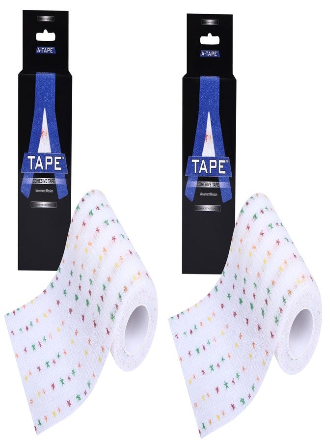 الشريط ضمادة لاصقة ذاتية اللصق قابلة للتهوية من A-TAPE للبشر والحيوانات الأليفة (الكلاب والقطط والطيور) - (10 سم × 4.5 متر، عبوة من قطعتين) (متعددة النجوم) - Image 1