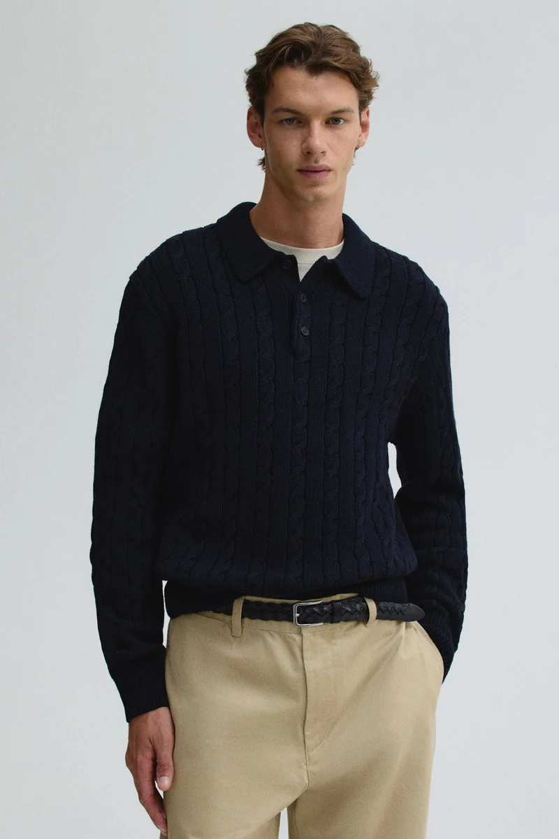 اتش اند ام كنزة بولو محبوكة بقصّة عادية