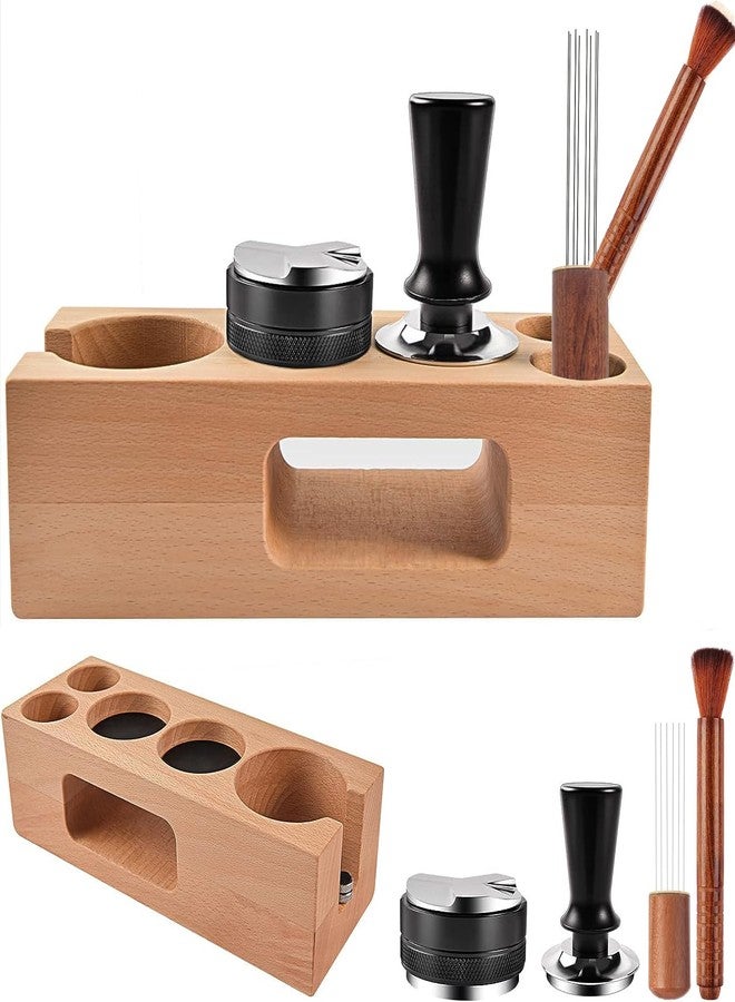 Sesama Espresso Accessories Kit 5-PCS Including Wooden Portafilter Station Organizer | 58MM Coffee Distributor | 58MM Tamper Press | WDT Stirrer Needle | Coffee Mat Brush, Multipurpose Espresso Tools - Image 1