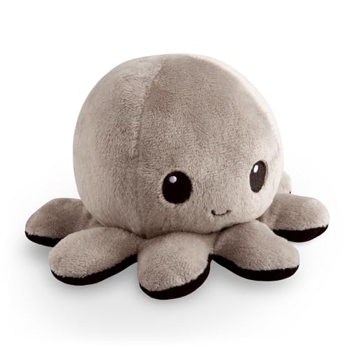 TeeTurtle - The Original Reversible Octopus Plushie - Black + Gray - Cute Sensory Fidget Stuffed Animals That Show Your Mood - Image 1