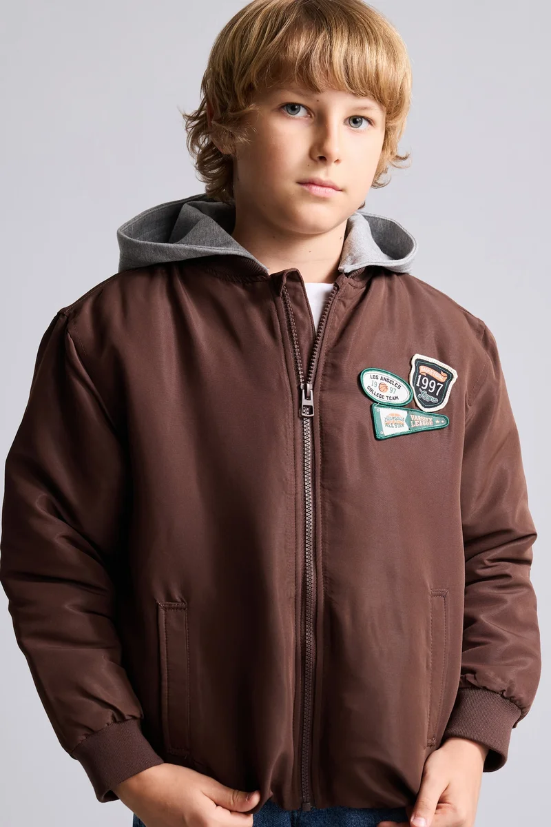 ديفاكتو Boy Hooded Taffeta Jacket