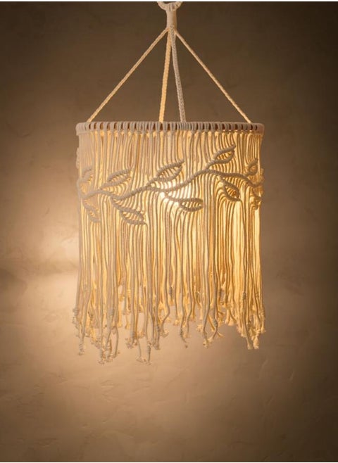 Macrame Hanging Lantern,Boho Pendant Lamp,Tassel