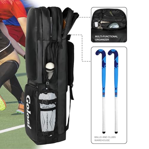 Goloni 4 Stick Field Hockey Bag,Backpack with Independent Shoe Pouch & Multiple Pockets, Fits All Field Hockey Gear - Image 3