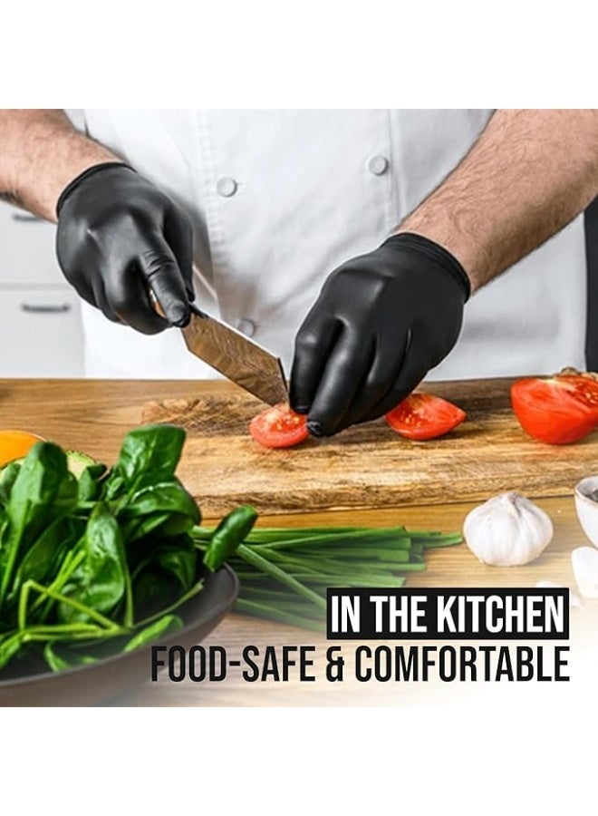 قفازات النتريل كبيرة الحجم للاستخدام مرة واحدة، خالية من البودرة واللاتكس، مثالية للمطاعم والصالونات والمطابخ والتنظيف وتحضير الطعام (100 قطعة × عبوة واحدة) - Image 2