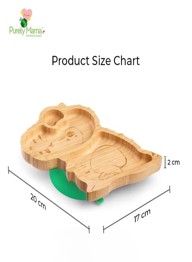 PURELY MAMA Big Tooth - The Dinosaur Bamboo Suction Plate for Toddlers & Kids | BPA-Free, Plastic-Free | Eco-Friendly Weaning Plate | Organic, Non-Toxic | Secure Silicone Base | Fun & Safe Dining - Image 2