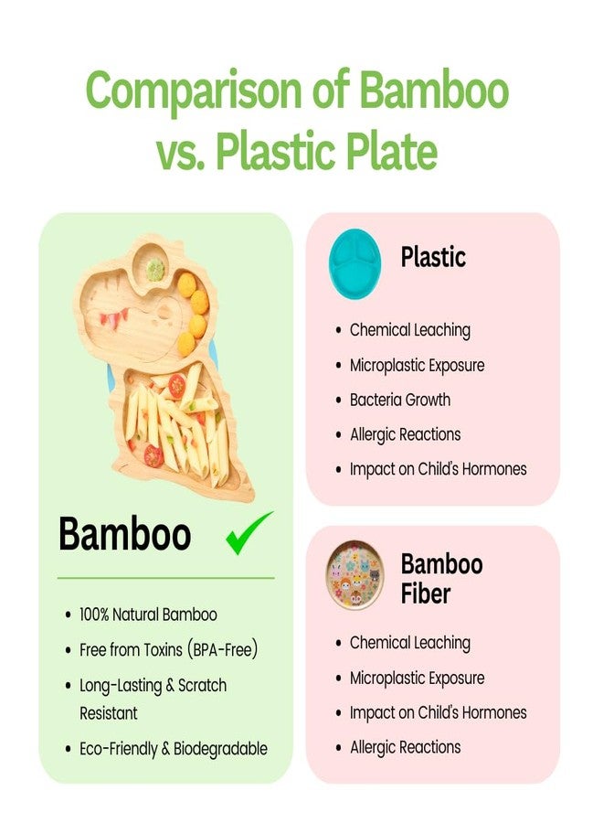 PURELY MAMA Big Tooth - The Dinosaur Bamboo Suction Plate for Toddlers & Kids | BPA-Free, Plastic-Free | Eco-Friendly Weaning Plate | Organic, Non-Toxic | Secure Silicone Base | Fun & Safe Dining - Image 5