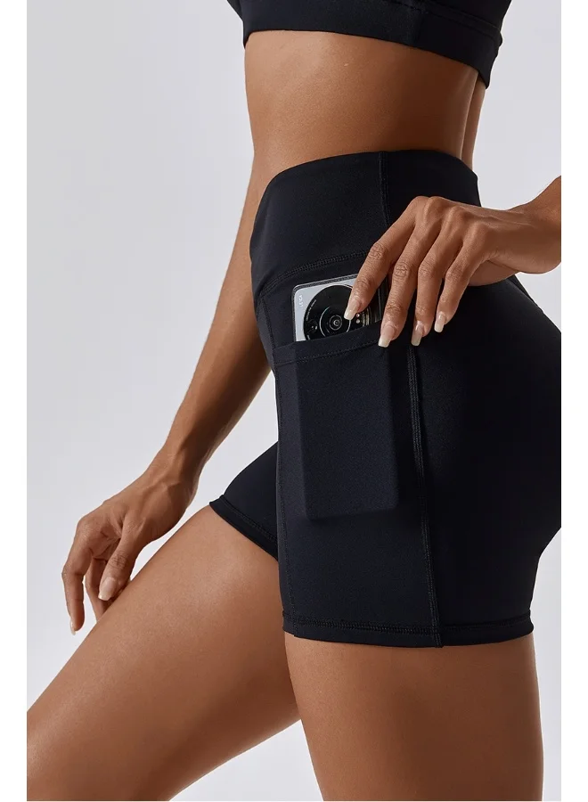 KAWN.YOGA Womens High Waist Contour Workout Sport Yoga Shorts Tummy Control With Pockets