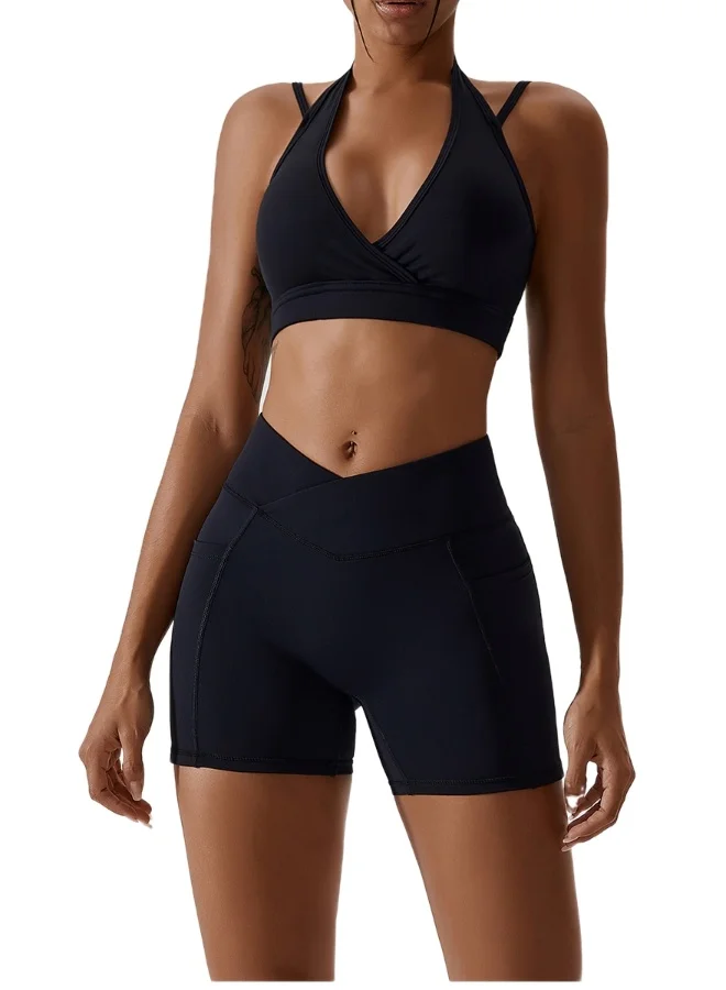 KAWN.YOGA Womens High Waist Contour Workout Sport Yoga Shorts Tummy Control With Pockets