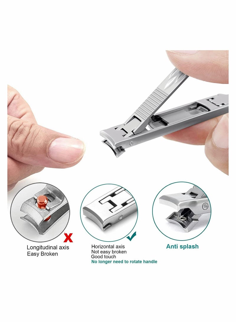 SYOSI مقص أظافر وأظافر القدم من الفولاذ المقاوم للصدأ متعدد الوظائف، مقص قابل للطي بفك واسع مع قفل أمان، رأس مزدوج منحني ومشذب مائل ومبرد أظافر حاد - Image 3