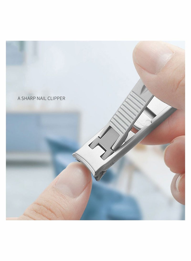 SYOSI مقص أظافر وأظافر القدم من الفولاذ المقاوم للصدأ متعدد الوظائف، مقص قابل للطي بفك واسع مع قفل أمان، رأس مزدوج منحني ومشذب مائل ومبرد أظافر حاد - Image 2