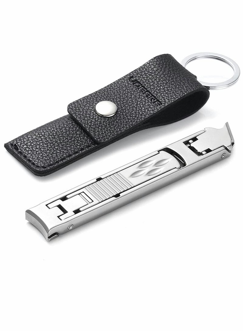 SYOSI مقص أظافر وأظافر القدم من الفولاذ المقاوم للصدأ متعدد الوظائف، مقص قابل للطي بفك واسع مع قفل أمان، رأس مزدوج منحني ومشذب مائل ومبرد أظافر حاد - Image 1