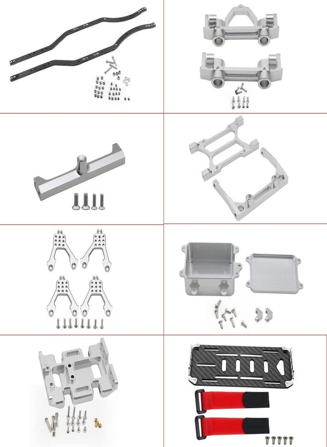 RXZIXYL 1/10 RC Crawler Carbon Fiber Girder 4MM CNC Metal Car Chassis Frame Body Kit Parts for Axial SCX10 II Rock Off Road Truck (Silver) - Image 3