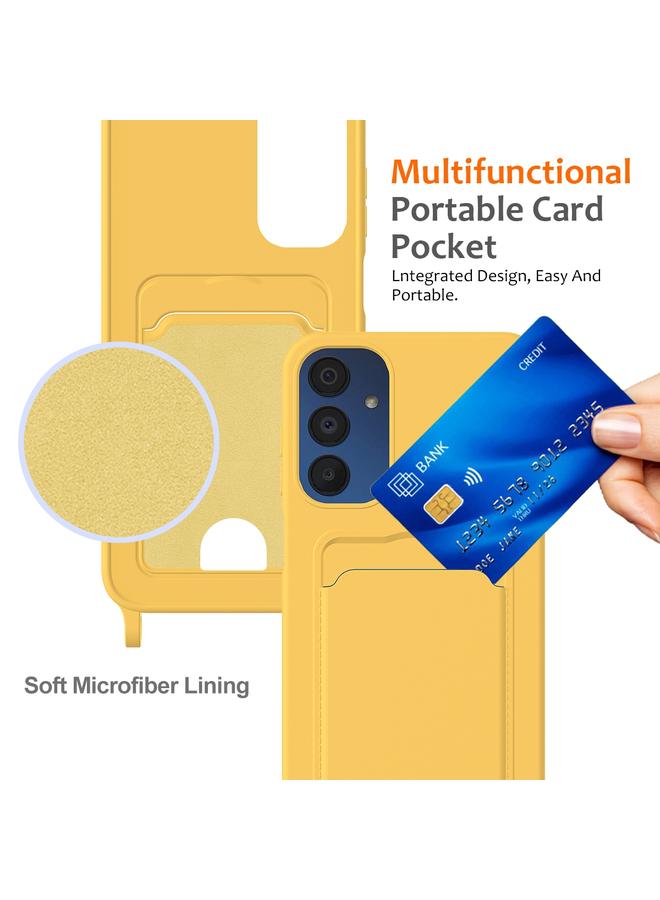 S-TOP Case For Samsung Galaxy A05s Integrated Card Bag Solid Color Liquid Silicone Phone Case with Lanyard - Image 3