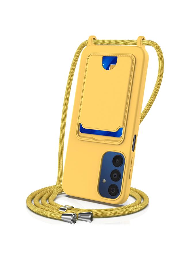 S-TOP Case For Samsung Galaxy A05s Integrated Card Bag Solid Color Liquid Silicone Phone Case with Lanyard - Image 1