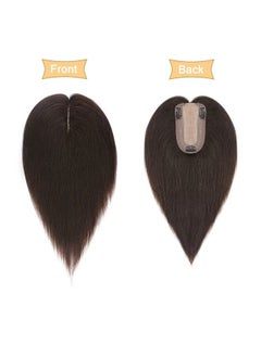 Human Hair Toppers for Women With Thinning Hair 150% Density 7 * 13CM Silk Base 100% Real Human Hair Clip in Top Wiglet Hair Pieces -14 Inch No Bangs Dark Brown