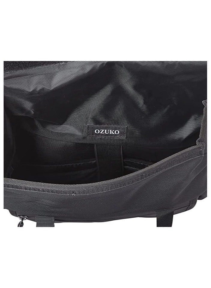 Ozuko 9376 Unisex Waterproof Multi Pockets Backpack With Large Capacity  - Black - Image 3