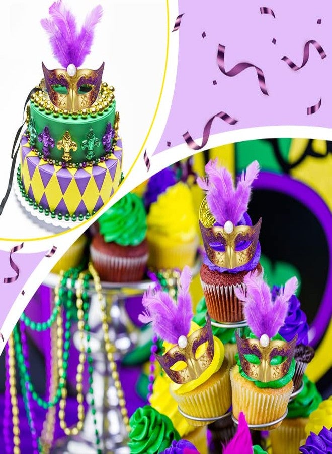 MIKIMIQI 12 Mini Mardi Gras Masks, Small Feather Eye Masks for Women - Bulk Pack for Mardi Gras Decorations & Party Costumes (Purple) - Image 5