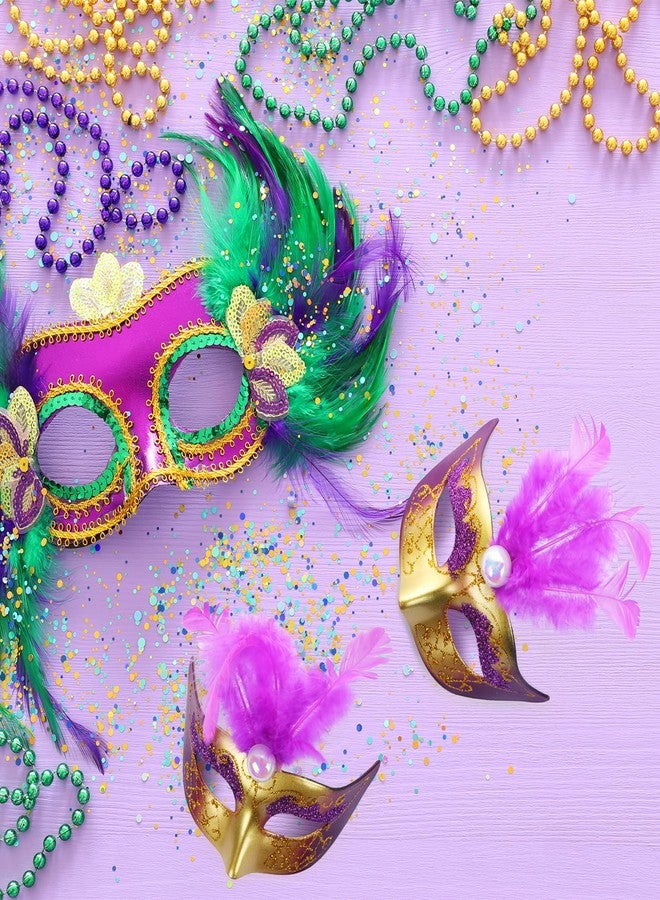 MIKIMIQI 12 Mini Mardi Gras Masks, Small Feather Eye Masks for Women - Bulk Pack for Mardi Gras Decorations & Party Costumes (Purple) - Image 3