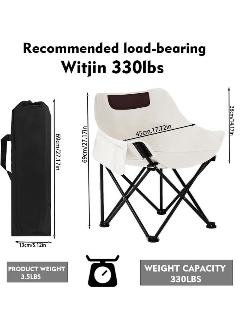 VUCATIN - Portable Folding Chair for Sauna Fast Folding Chair with Carry Bag and Side Pocket Sauna Chairs for Adults Home Steam Sauna Chairs Carry Chair for Camping Tailgates Beach and Sports (White) - Image 1