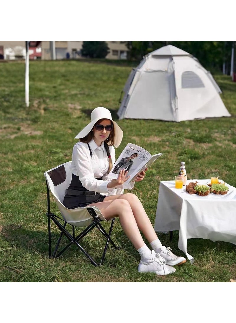VUCATIN - Portable Folding Chair for Sauna Fast Folding Chair with Carry Bag and Side Pocket Sauna Chairs for Adults Home Steam Sauna Chairs Carry Chair for Camping Tailgates Beach and Sports (White) - Image 1