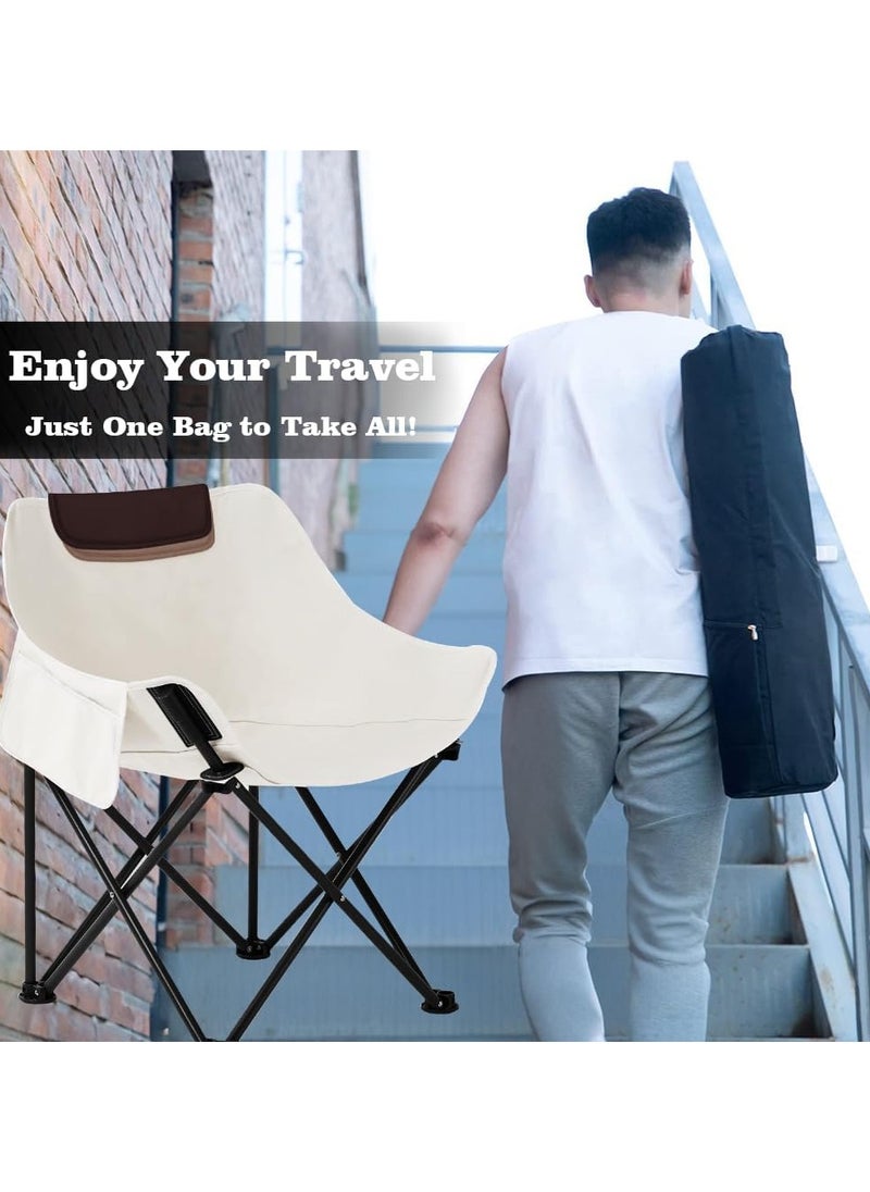 VUCATIN - Portable Folding Chair for Sauna Fast Folding Chair with Carry Bag and Side Pocket Sauna Chairs for Adults Home Steam Sauna Chairs Carry Chair for Camping Tailgates Beach and Sports (White) - Image 1