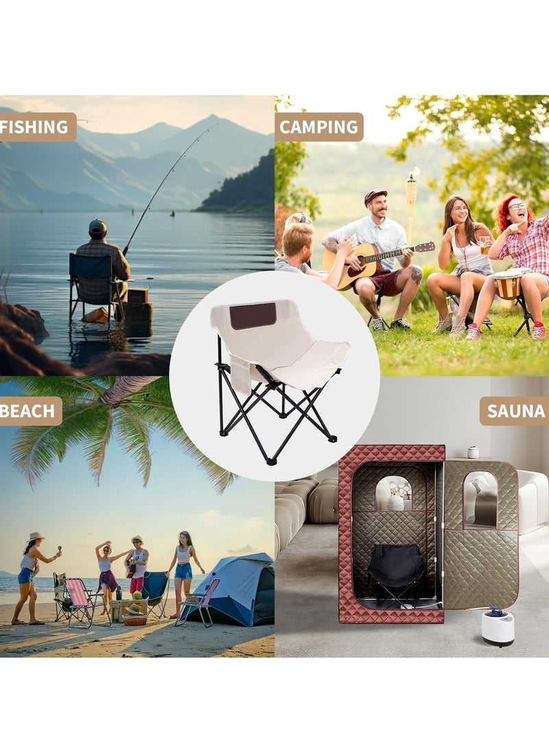 VUCATIN - Portable Folding Chair for Sauna Fast Folding Chair with Carry Bag and Side Pocket Sauna Chairs for Adults Home Steam Sauna Chairs Carry Chair for Camping Tailgates Beach and Sports (White) - Image 1