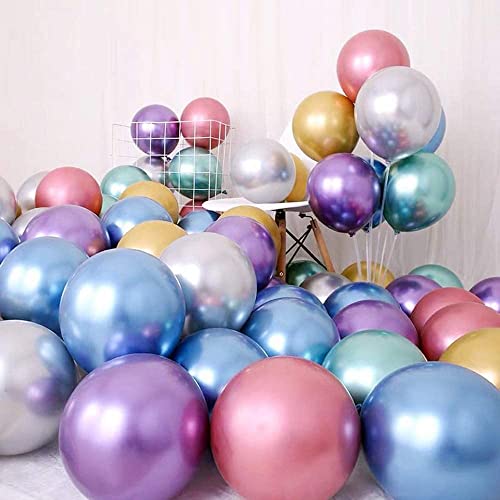 atorakushon Multi Color Latex Super Metallic Shiny Balloons 10" Inch Best For Theme Party Decoration Happy Birthday Party Supplies Wedding Anniversary Office Party Purpose House party Pack Of 30 - Image 4