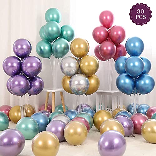 atorakushon Multi Color Latex Super Metallic Shiny Balloons 10" Inch Best For Theme Party Decoration Happy Birthday Party Supplies Wedding Anniversary Office Party Purpose House party Pack Of 30 - Image 2