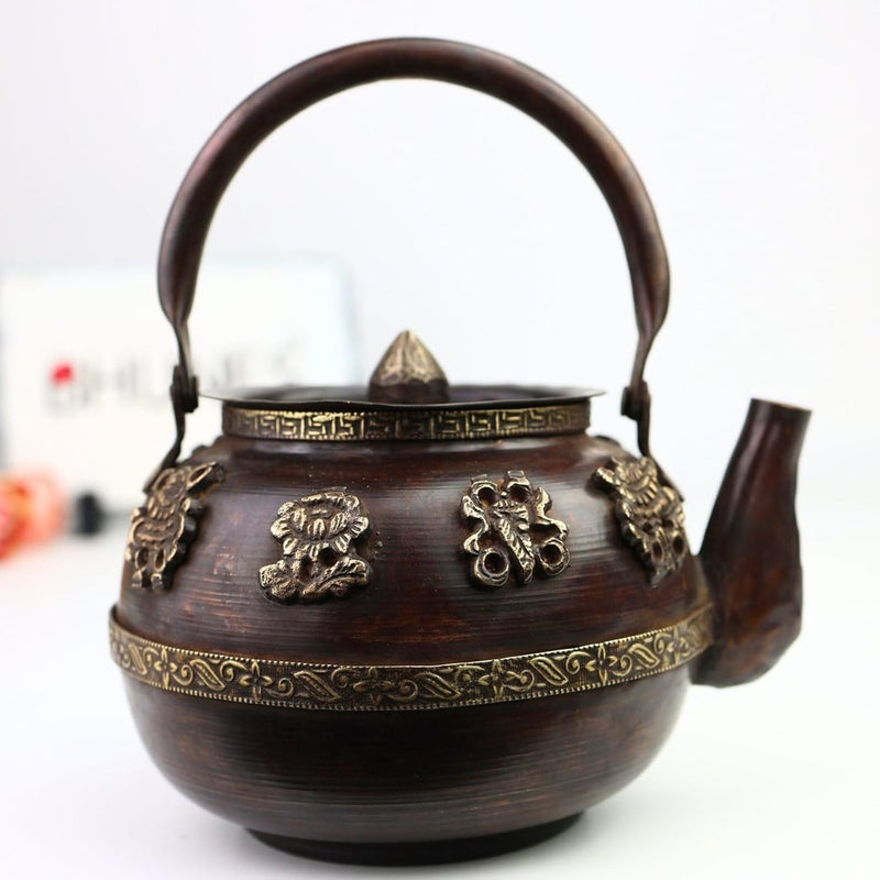 Bhunes Brass Surahi Kettles Vintage Ewer Pitcher Pot Jug Handcrafted Decorative Gift Home Dcor Capacity 400MlBrown 65 Inch 1 Piece - Image 1