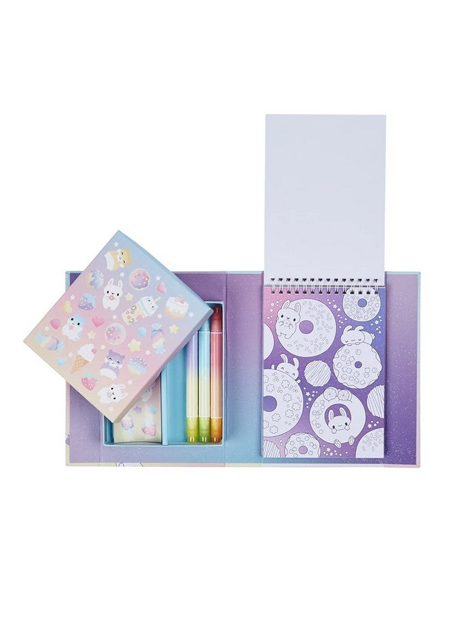 Tiger Tribe : Pastel Coloring Set - Kawaii Café -Activity Set, Cute Coloring Pages, 3 Double-Ended Pastel Pencils, Magnetic Close Storage Box, Kid Age 8+ - Image 2