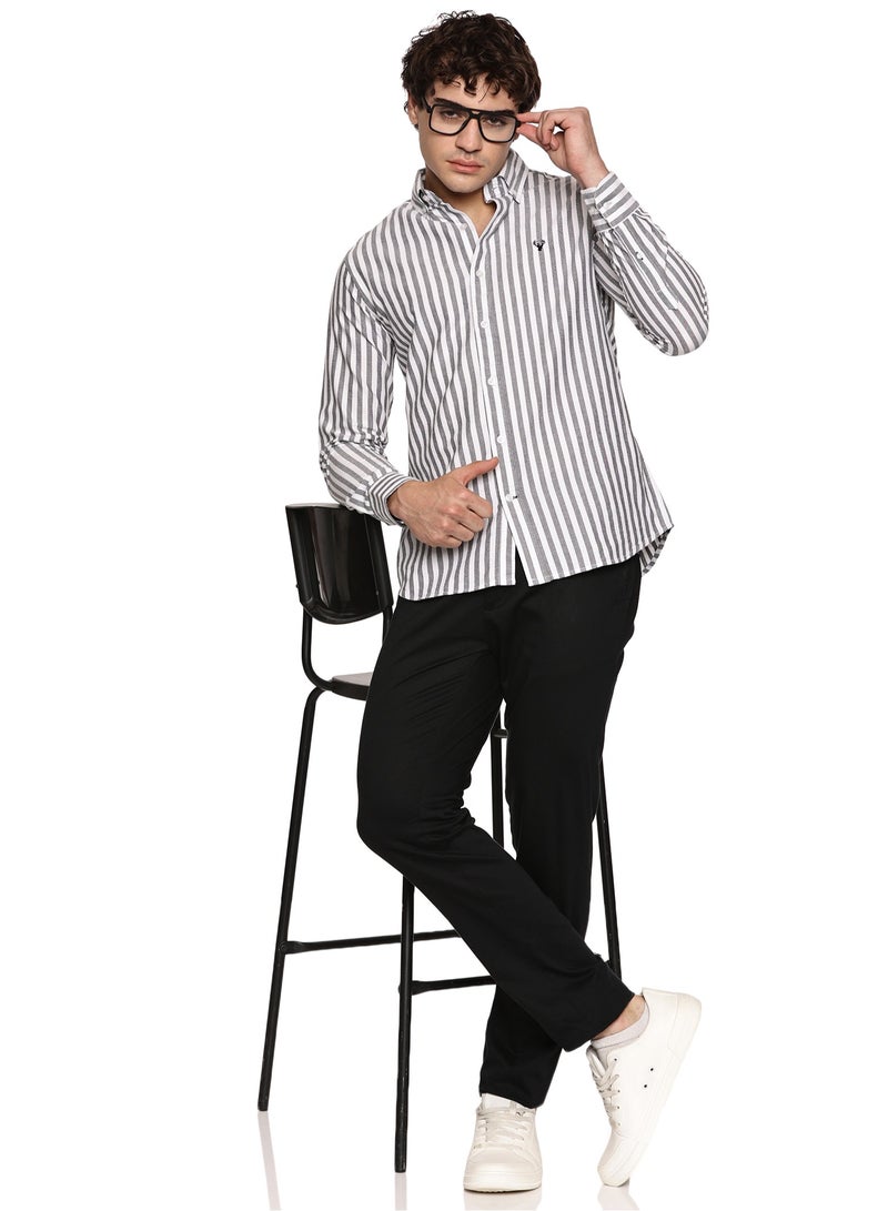 U.S. ELK Men's Button Down Shirt | Casual Slim Fit Shirt | Long Sleeve Oxford Shirts For Men | Smart Fit Cuff- Dark Grey  - Image 4