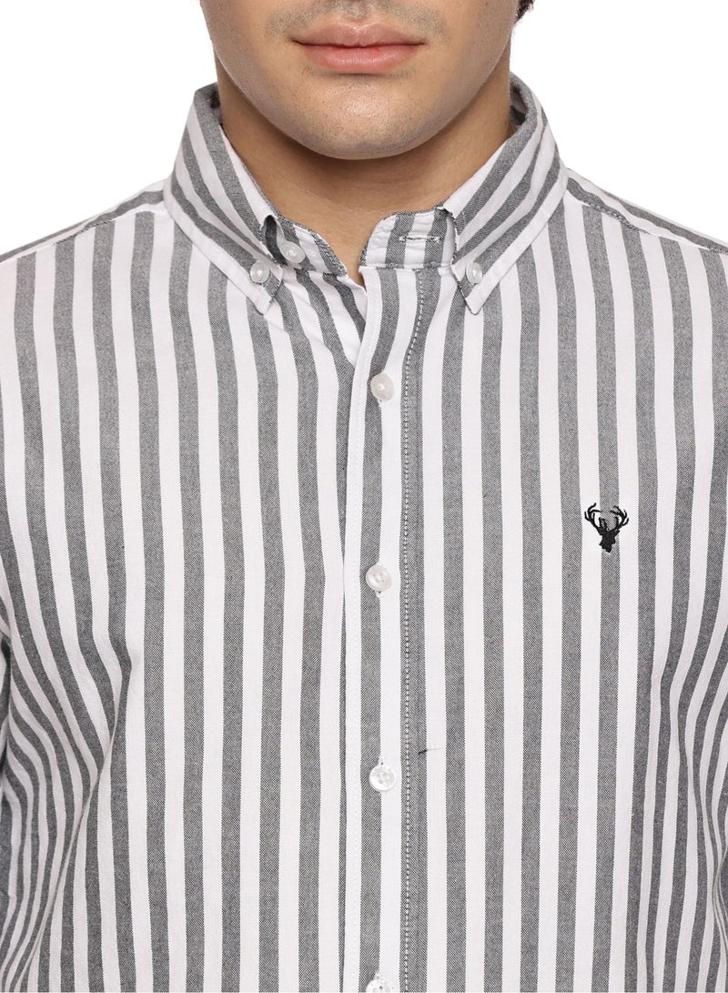 U.S. ELK Men's Button Down Shirt | Casual Slim Fit Shirt | Long Sleeve Oxford Shirts For Men | Smart Fit Cuff- Dark Grey  - Image 5