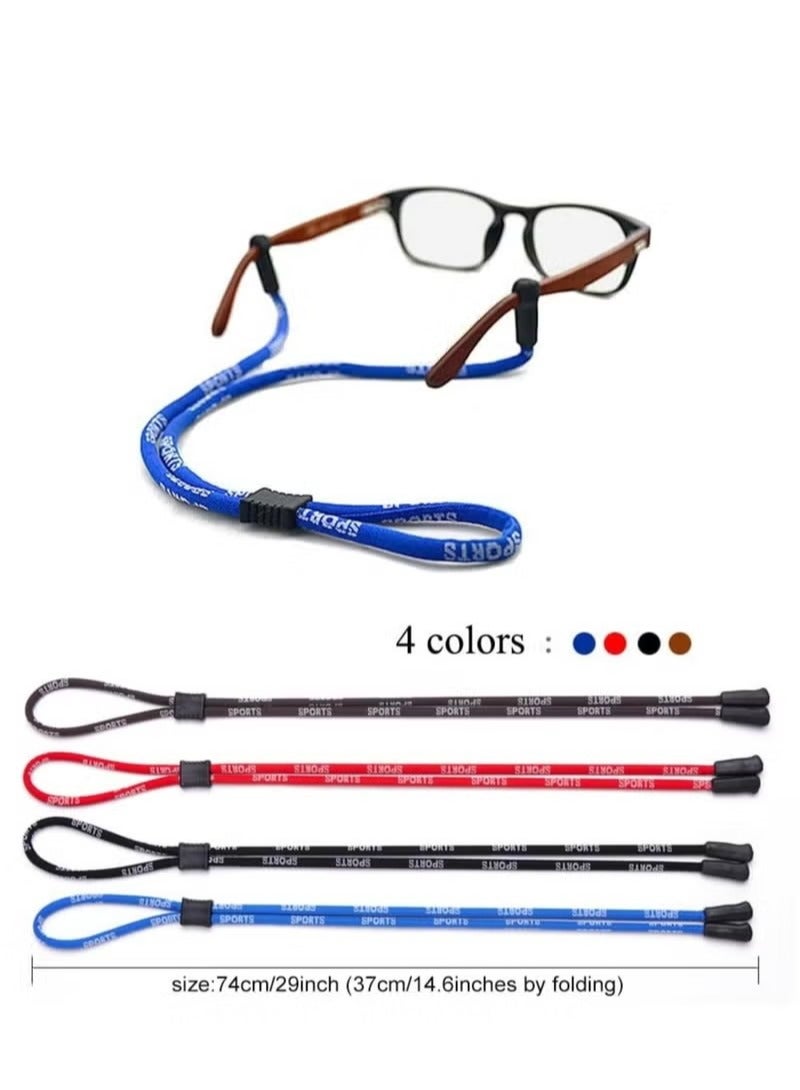 4 قطع من أحزمة النظارات المصنوعة من النايلون الفاخر، مثبتات النظارات القابلة للتعديل، سلاسل النظارات المضادة للانزلاق، حزام حامل النظارات الشمسية الرياضية للرجال والنساء - Image 4