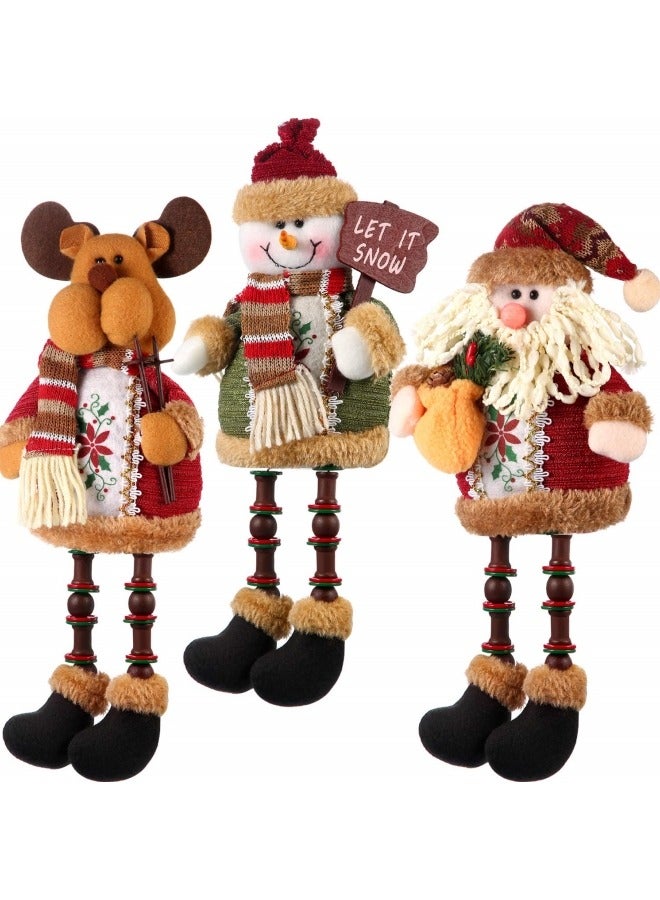 CCOVERY 3Pcs Cute Christmas Ornaments Sitting Doll Figurine Santa Claus Snowman Elk Decoration 12.6x5 inch - Image 1