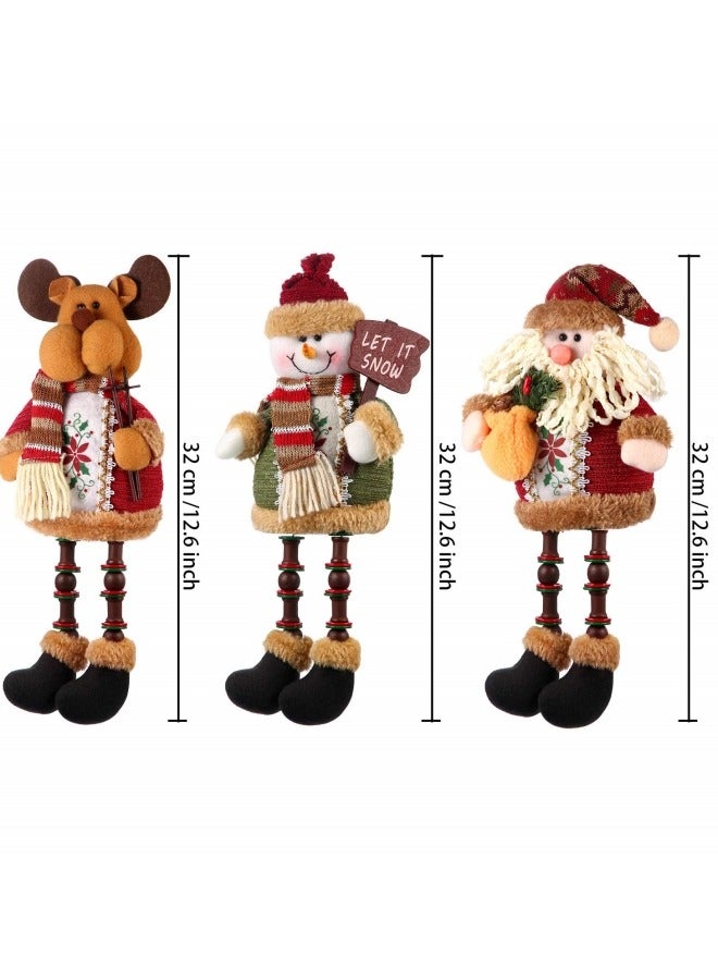 CCOVERY 3Pcs Cute Christmas Ornaments Sitting Doll Figurine Santa Claus Snowman Elk Decoration 12.6x5 inch - Image 2