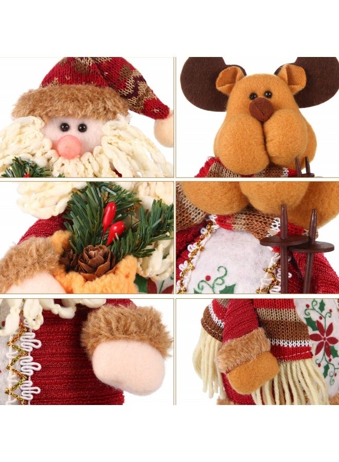 CCOVERY 3Pcs Cute Christmas Ornaments Sitting Doll Figurine Santa Claus Snowman Elk Decoration 12.6x5 inch - Image 3