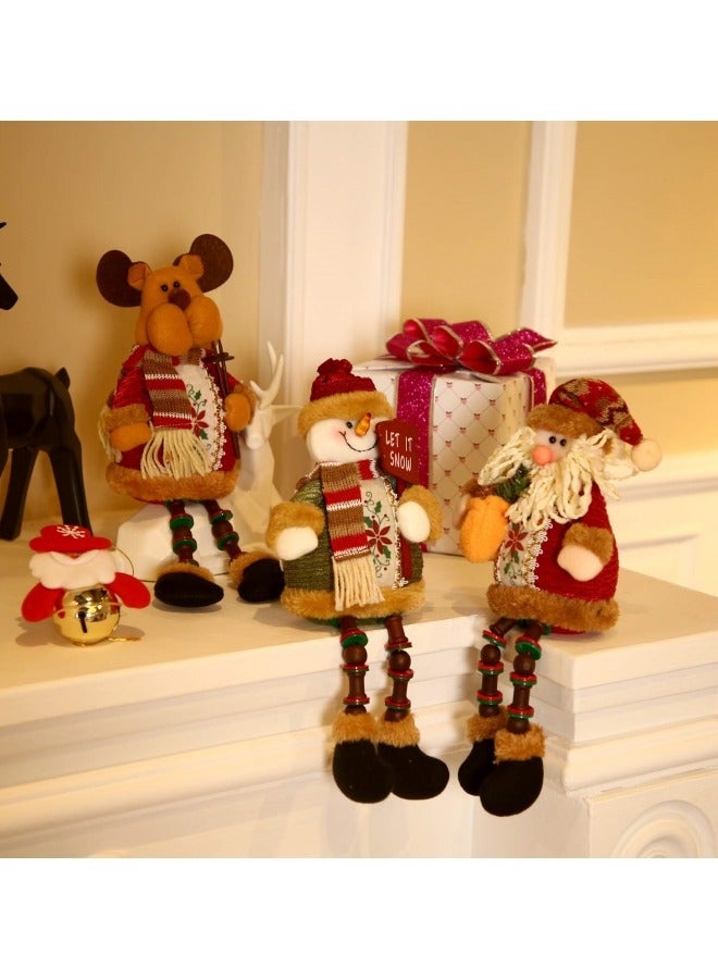 CCOVERY 3Pcs Cute Christmas Ornaments Sitting Doll Figurine Santa Claus Snowman Elk Decoration 12.6x5 inch - Image 5