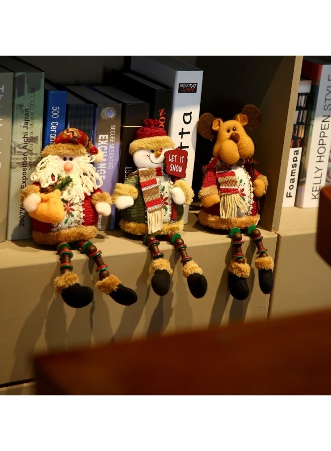 CCOVERY 3Pcs Cute Christmas Ornaments Sitting Doll Figurine Santa Claus Snowman Elk Decoration 12.6x5 inch - Image 4