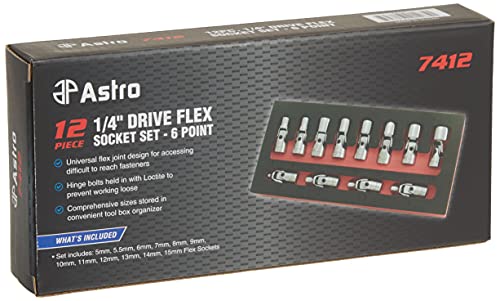 Astro Pneumatic Tool 7412 12-Piece 1/4" Drive Flex Socket Set - 6 Point - Metric - Image 3