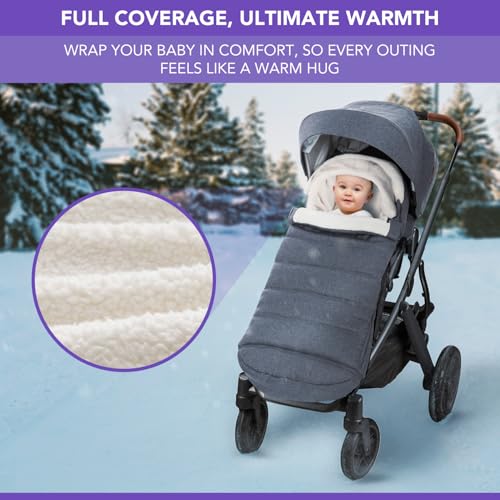 TRENDHUB Bunting Bag for UPPAbaby Vista, V2, V3, Cruz, V2, V3 RumbleSeat, V2, V3 Ridge, Minu Strollers, Warm and Ultra-Plush Waterproof Stroller Footmuff, Extendable Winter Stroller Cover, Sleeping Bag - Image 4
