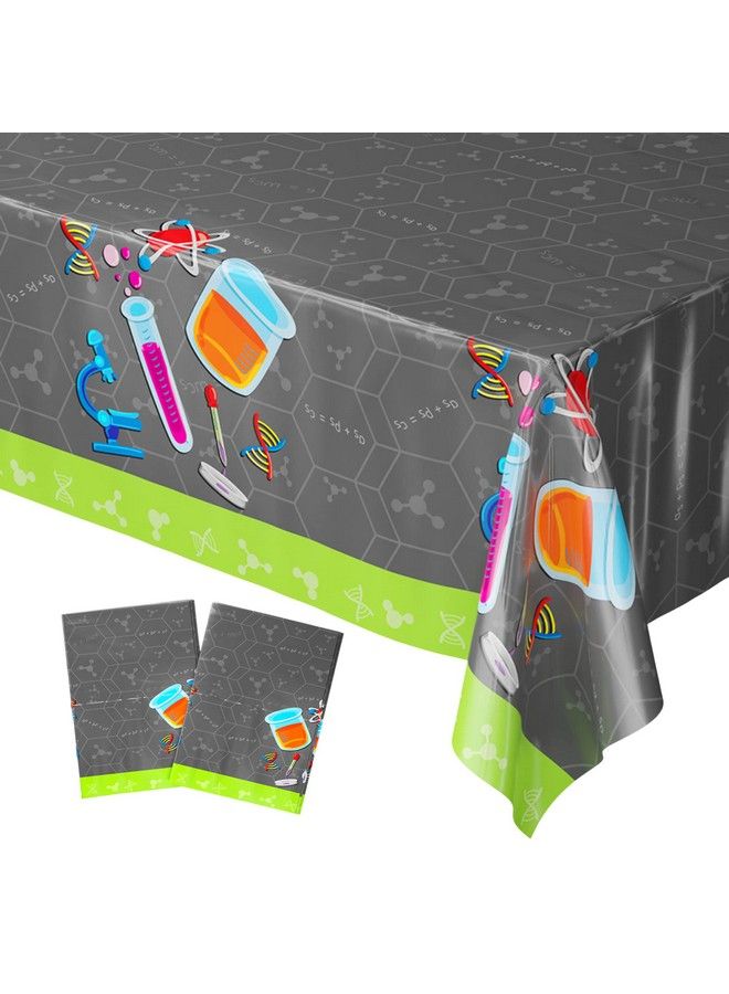 Blue Orchards أغطية طاولة حفلة العلوم (عبوة من 2) 54"X108" زينة حفلة عيد ميلاد العلوم زينة طاولة العلوم غطاء طاولة حفلة الكيمياء موضوع مختبر العلوم - Image 2