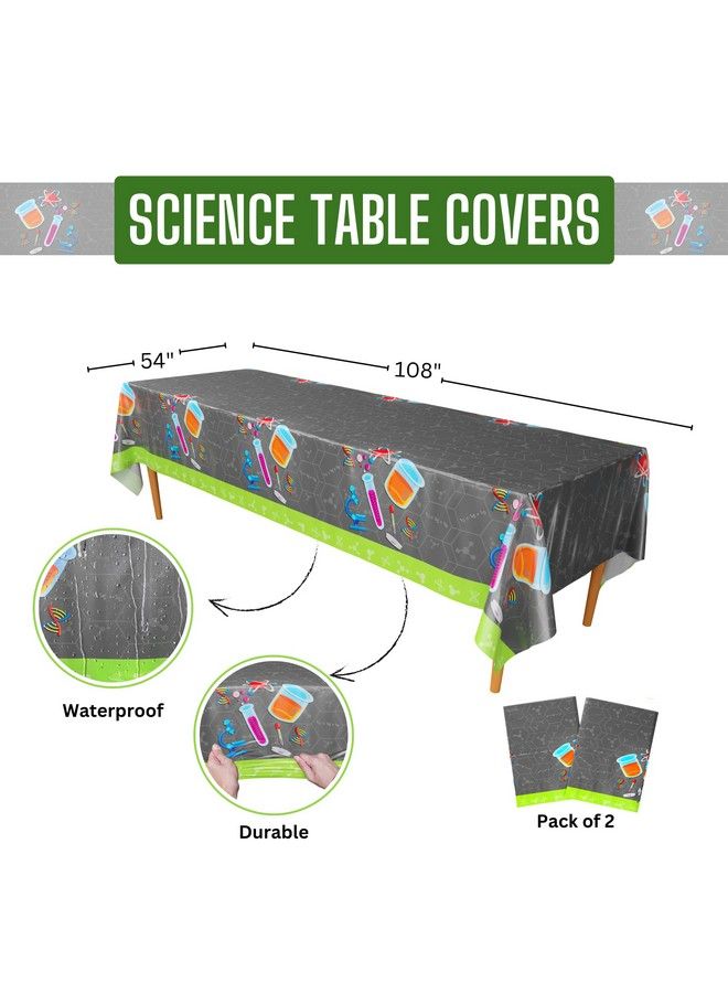 Blue Orchards أغطية طاولة حفلة العلوم (عبوة من 2) 54"X108" زينة حفلة عيد ميلاد العلوم زينة طاولة العلوم غطاء طاولة حفلة الكيمياء موضوع مختبر العلوم - Image 3