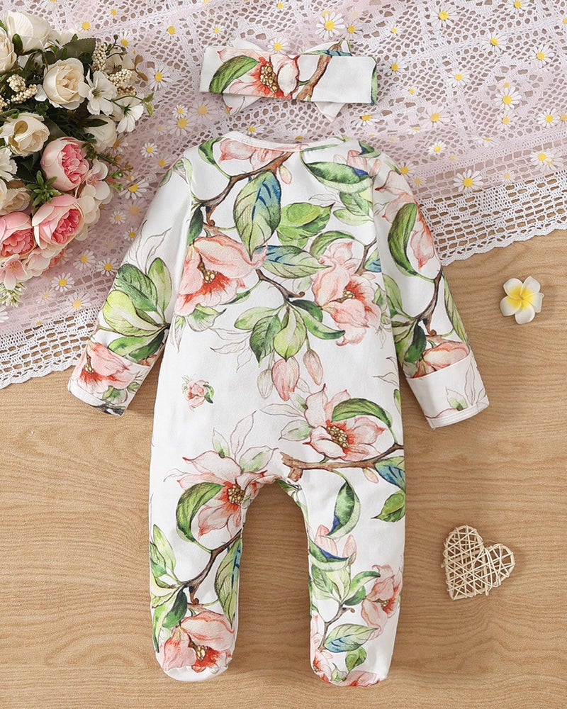 Yvowming Newborn Baby Girl Clothes Ruffle Jumpsuit Romper Infant Coming Home Outfit for Baby Girl (Green, Preemie) - Image 2
