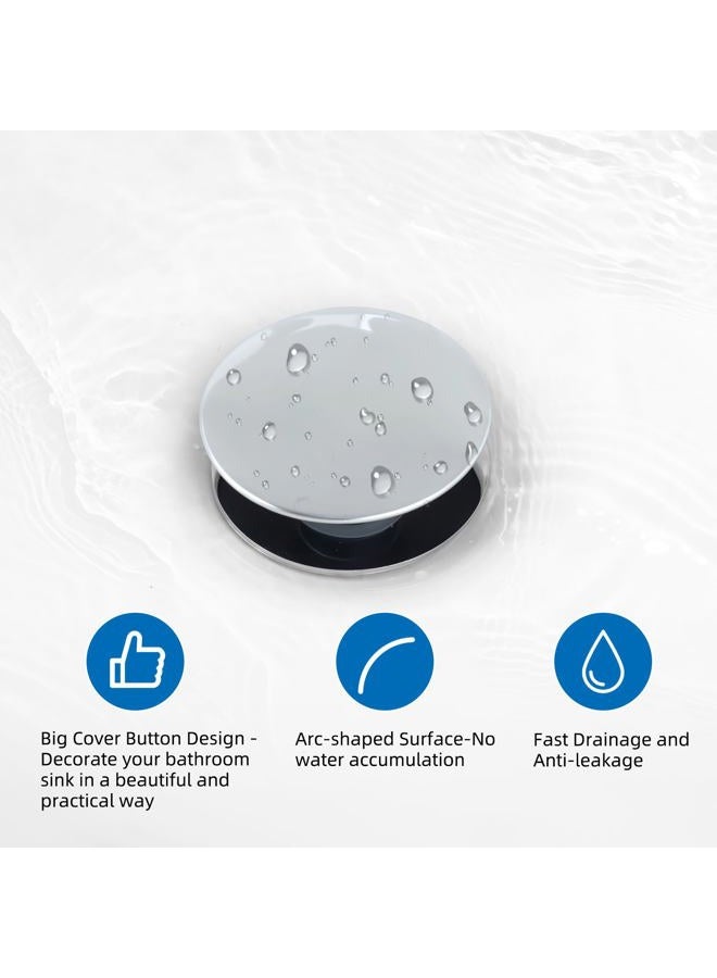 iFealClear Universal Bathroom Sink Stopper, Metal Pop Up Sink Drain Strainer with Hair Catcher Basket, Fits 1.1"-2.3" US Basin, Wash Basin Drain Plug with Large Cover Cap, Brass Bounce Core, Chrome - Image 5