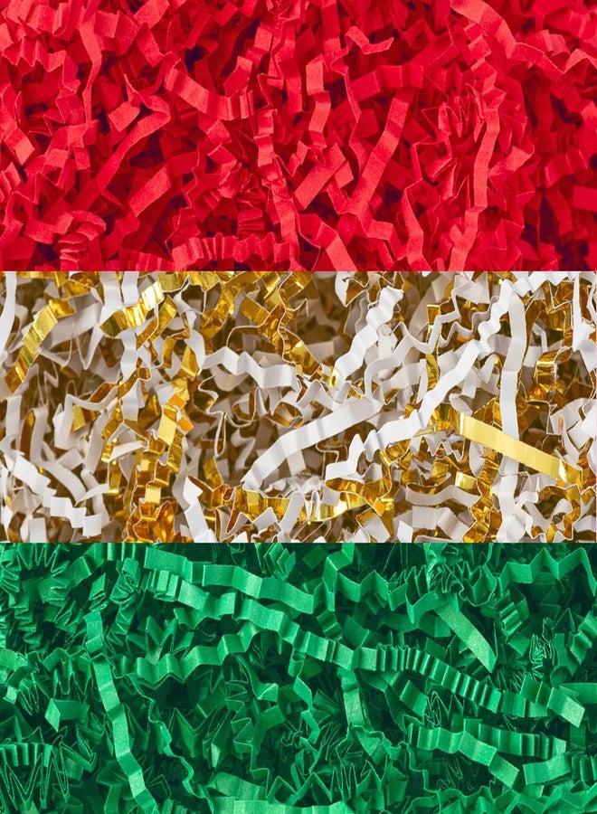 ورق ممزق مجعد من سيبوم، 10.6 أونصة، بثلاثة ألوان: أحمر، أخضر، وذهبي، من الرافيا، يُستخدم كحشو ورقي لتغليف الهدايا، وتزيين الحقائب والصناديق، ومستلزمات الحفلات. - Image 3